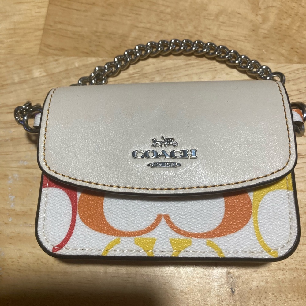 Coach Poppy Card Case In Rainbow Signature Canvas